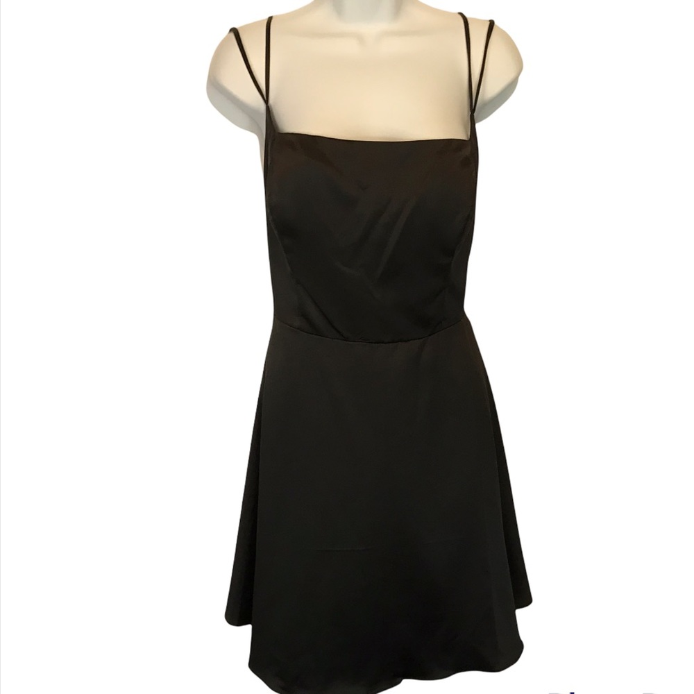 B. Darlin Black Satiny Double Spaghetti Straps NWT
